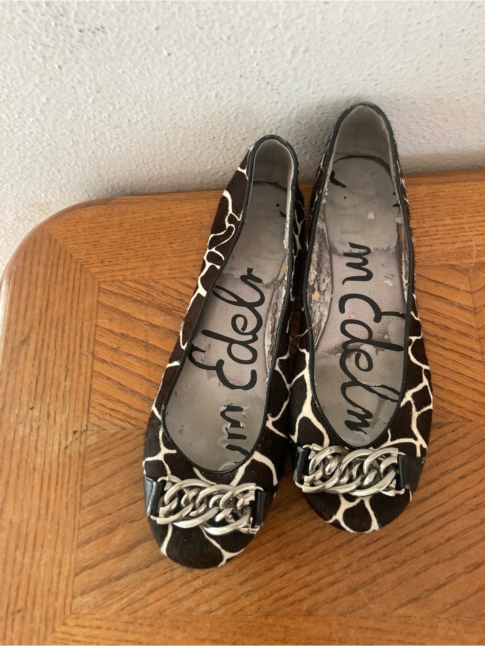 SAM EDELMAN Genuine Leather Animal Print Flats (9M)